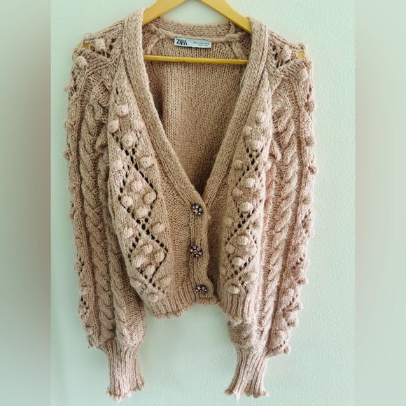 Zara Dusty Pink Oversized Cardigan - Picture 4 of 5